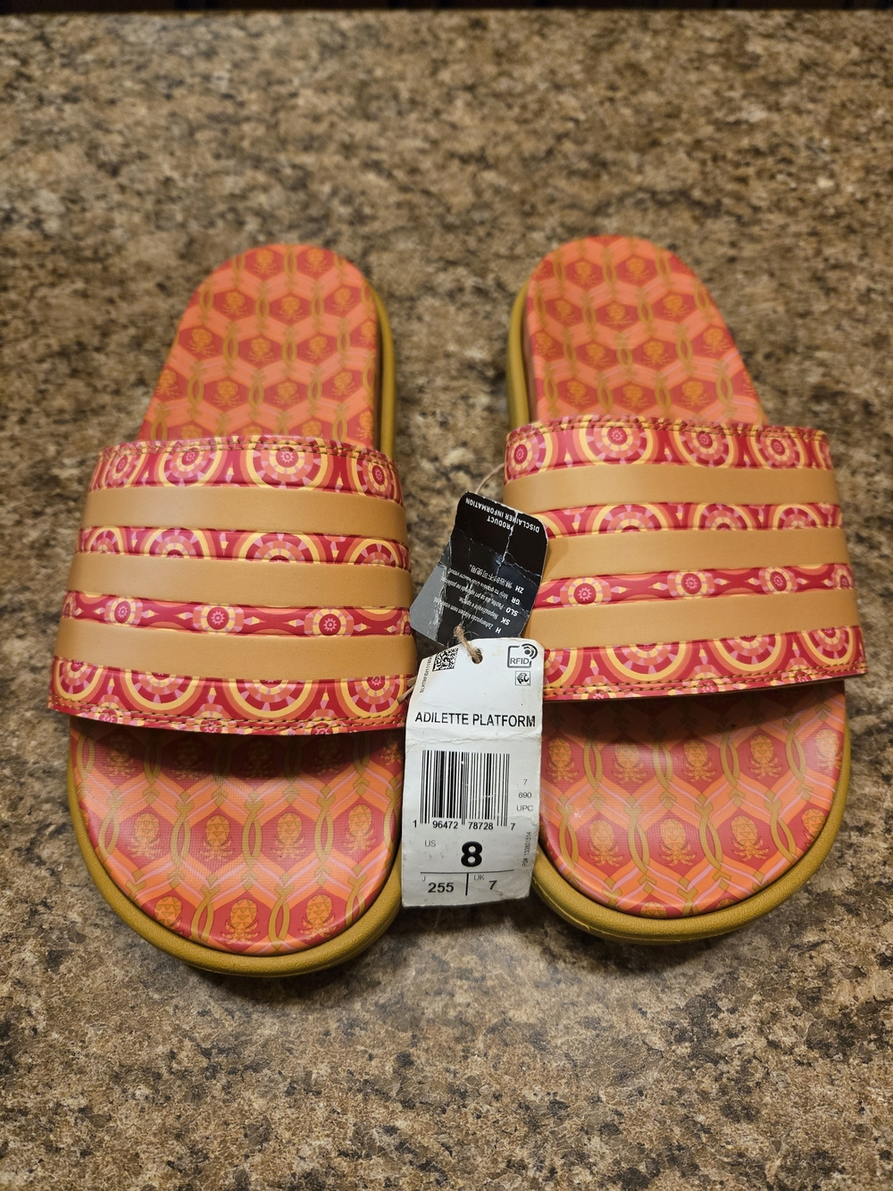 Platform Women's Adidas Rio Farm Sandals - Red,Orange & Tan